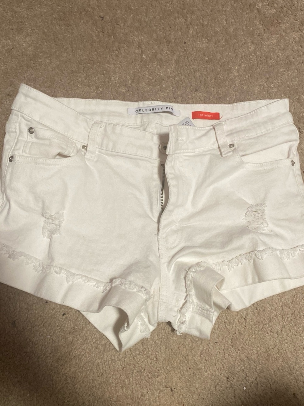 Celebrity Pink White Distressed Denim Jean Shorts